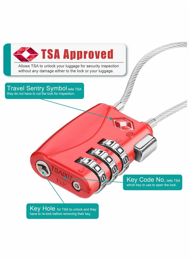 SYOSI - Luggage Padlocks TSA Approved Customs Lock Mini Luggage Padlock Flexible Cable Travel Coded Suitcase Locks Small Gym Locker Padlock with 3 Digit Combination 2 Pack - Image 1