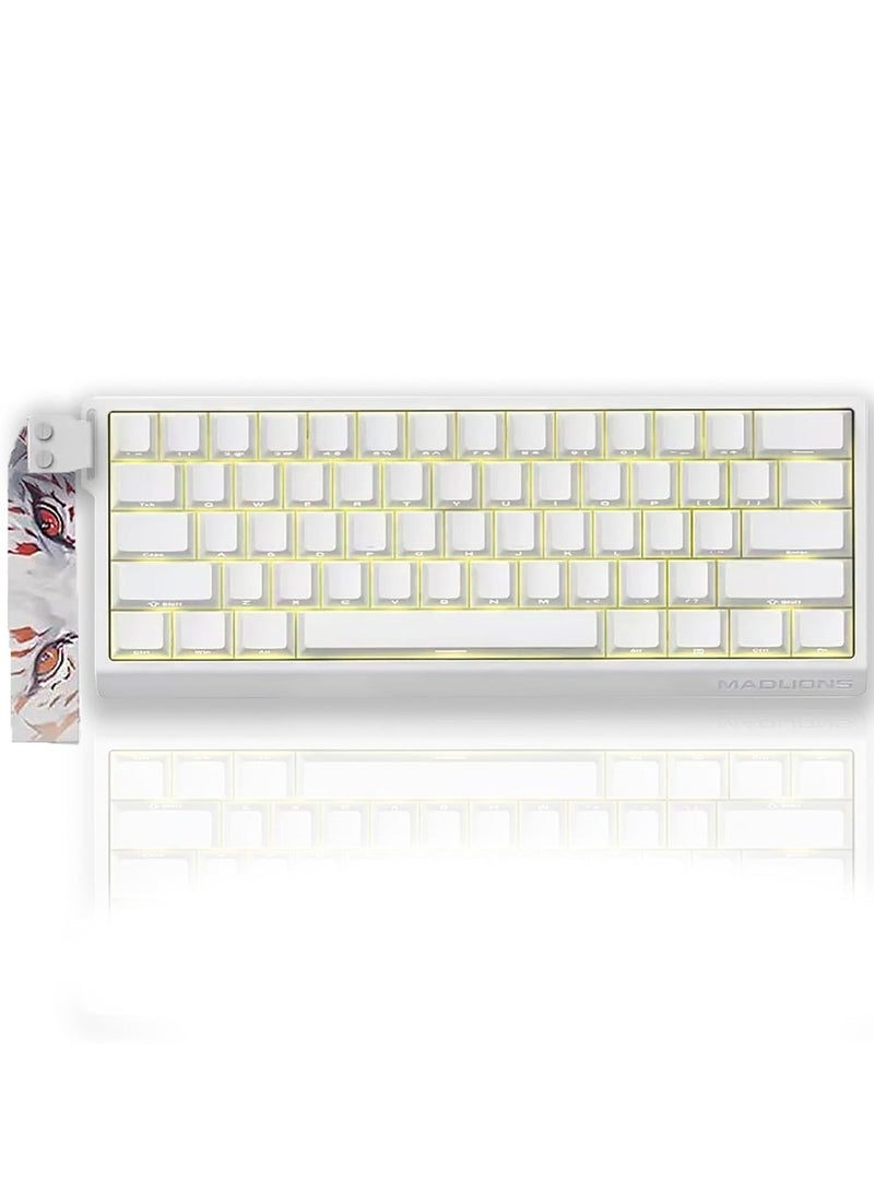 MADLIONS MAD60HE RGB 60% Wired Mechanical Gaming Keyboard with Adjustable Actuation, 8000 Hz Polling Rate, Rapid Trigger Mode, Hall Effect Switches, for PC/Mac, White - Image 1