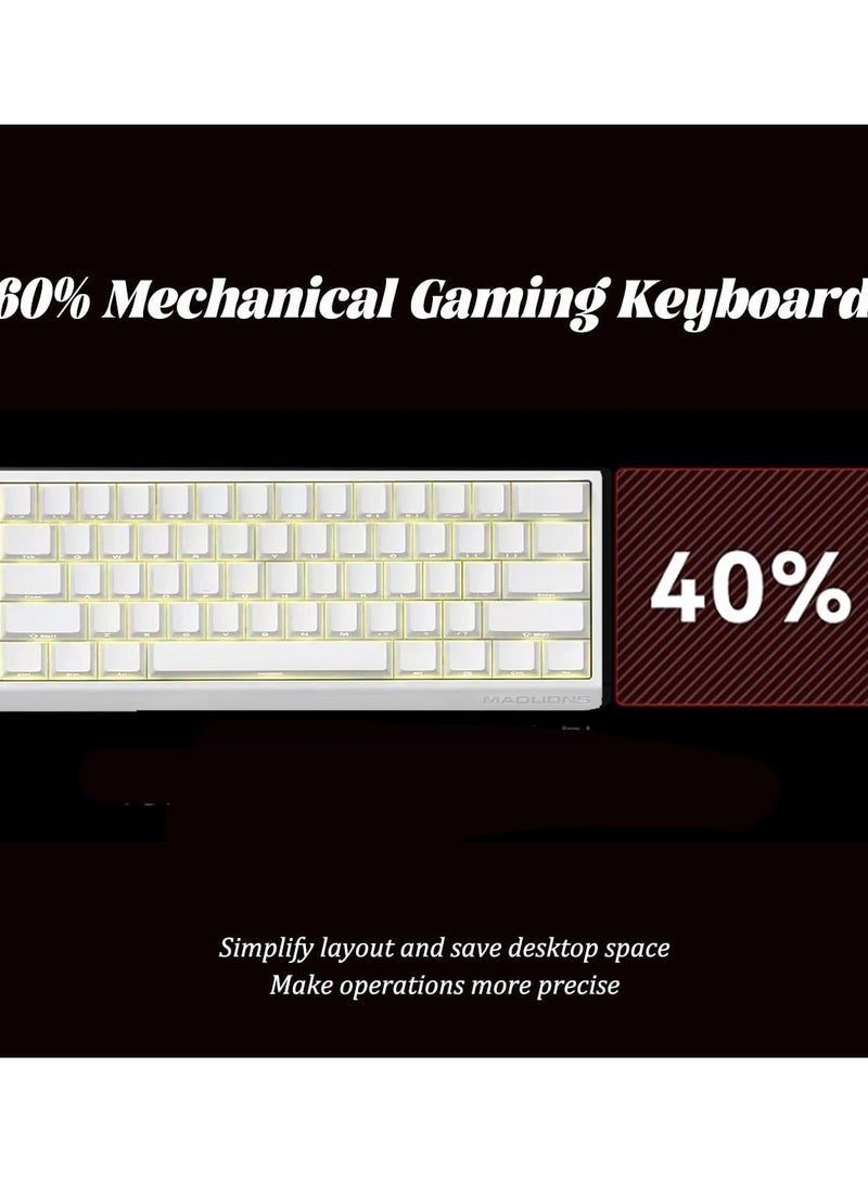 MADLIONS MAD60HE RGB 60% Wired Mechanical Gaming Keyboard with Adjustable Actuation, 8000 Hz Polling Rate, Rapid Trigger Mode, Hall Effect Switches, for PC/Mac, White - Image 3