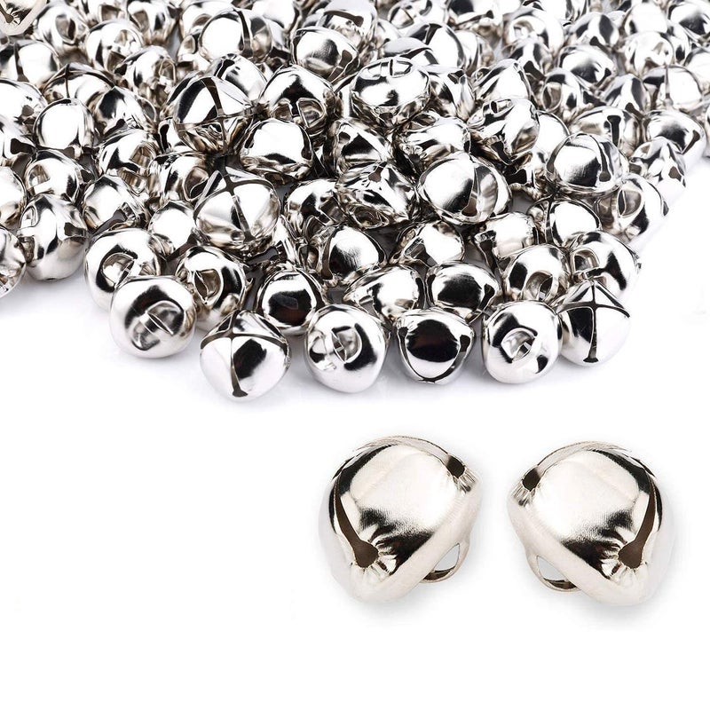 Augshy 120 Pcs 1 Inch25 mm Christmas Silver Jingle Bells Craft Bells for Christmas Home Festival Decorations DIY Project