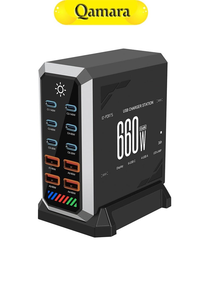 QAMARA 10-Port Charging Station for Cell Phones, Laptops, and Smart Devices - Image 1