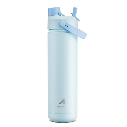 POWCAN 26 oz Insulated Water Bottle with 2-in-1 Straw and Spout Lid, Keep Cold 24H, Leak-Proof, Fits in Car Cup Holder, Stainless Steel Water Bottle for Sports, Travel, and School (Sea Breeze) - Image 1