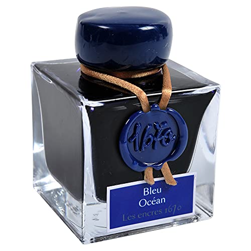 Jacques Herbin J. Herbin 1670 Anniversary Inks - Gold Sheen 50 ml Bottled - Blue Ocean (Deep Blue Ink) - Image 5