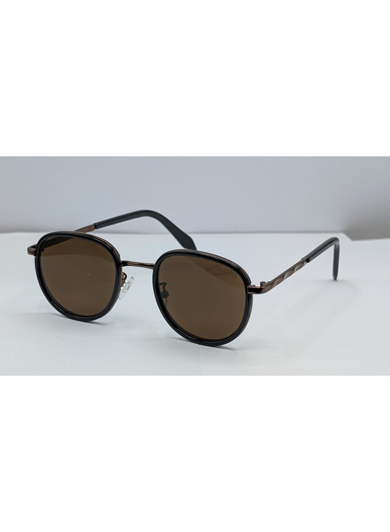 Aping AP8960 50mm Round Sunglasses Brown Lens with Bronze Metal Frame