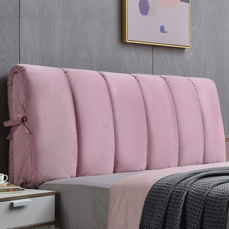 Light Luxury Bed Headboard Comfortable Corn Velvet Cotton Filling Cushion Large Backrest Anti-Collision Nordic Style Decoration Bed Head Dustproof Protector Slip Blue-120×50cm (Pink2 150×60cm) - Image 1