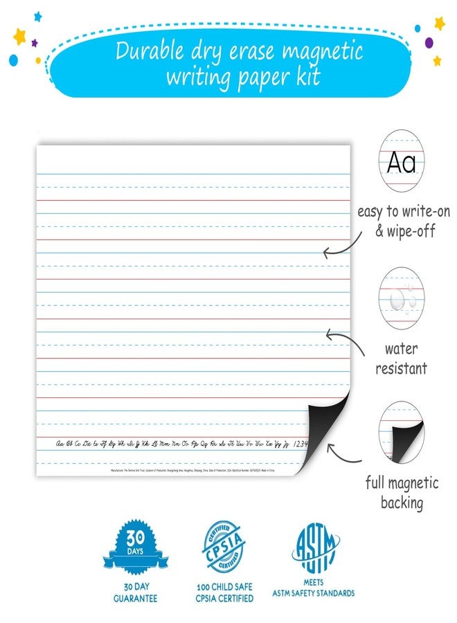 Simply Magic Magnetic Writing Paper Kit - Notebook Paper Poster, Magnetic Handwriting Paper, 5 Dry Erase Sentence Strips - Dry Erase Lined Paper for Whiteboard, 18'x23' - Image 5
