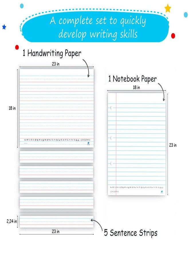 Simply Magic Magnetic Writing Paper Kit - Notebook Paper Poster, Magnetic Handwriting Paper, 5 Dry Erase Sentence Strips - Dry Erase Lined Paper for Whiteboard, 18'x23' - Image 3