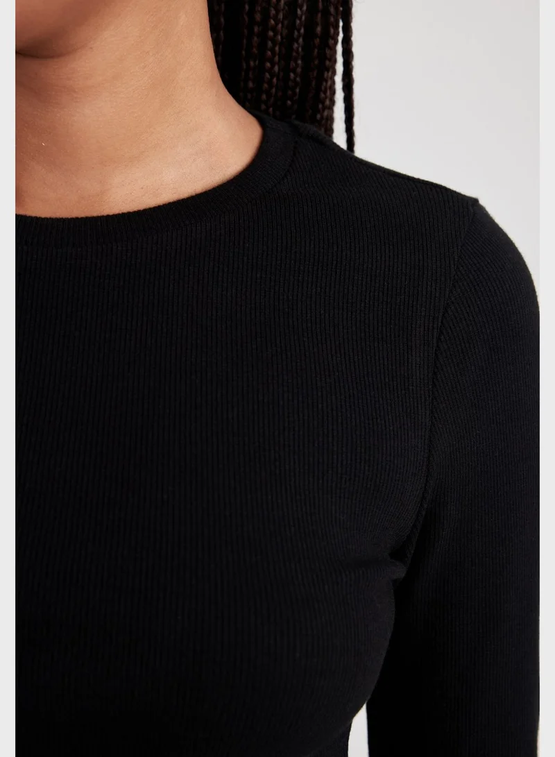 DeFacto Fitted Crew Neck Long Sleeve T-Shirt
