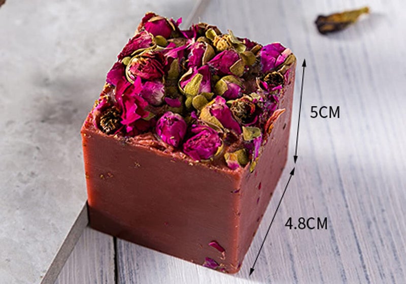 T-shin Tshin Rose Flower Botanical Soap Bar110G Handmade Natural Essential Oil Floral Face Body SoapMoisturizing Artisanal Scented Bath Soap Gift with Blistering Net for Men Women Rose - Image 3