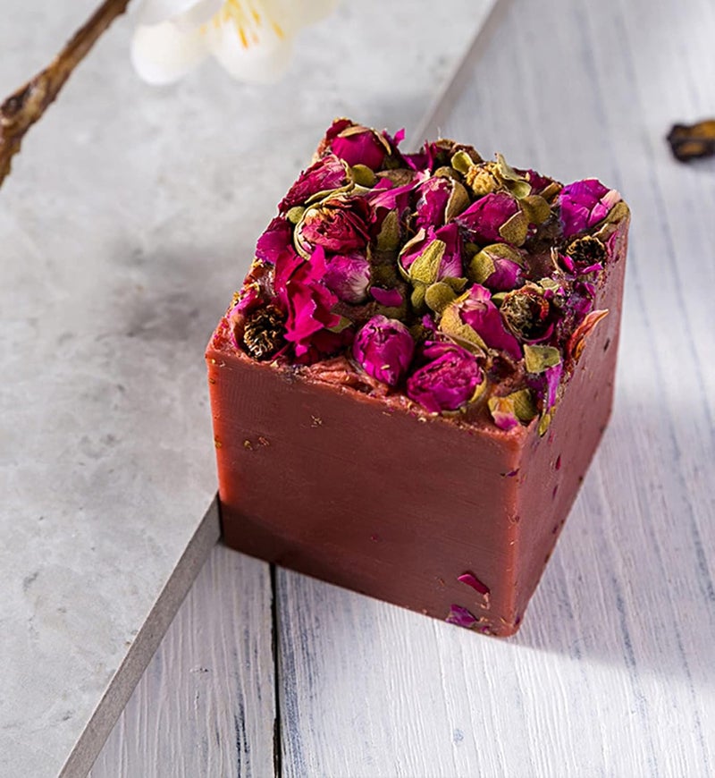 T-shin Tshin Rose Flower Botanical Soap Bar110G Handmade Natural Essential Oil Floral Face Body SoapMoisturizing Artisanal Scented Bath Soap Gift with Blistering Net for Men Women Rose - Image 2