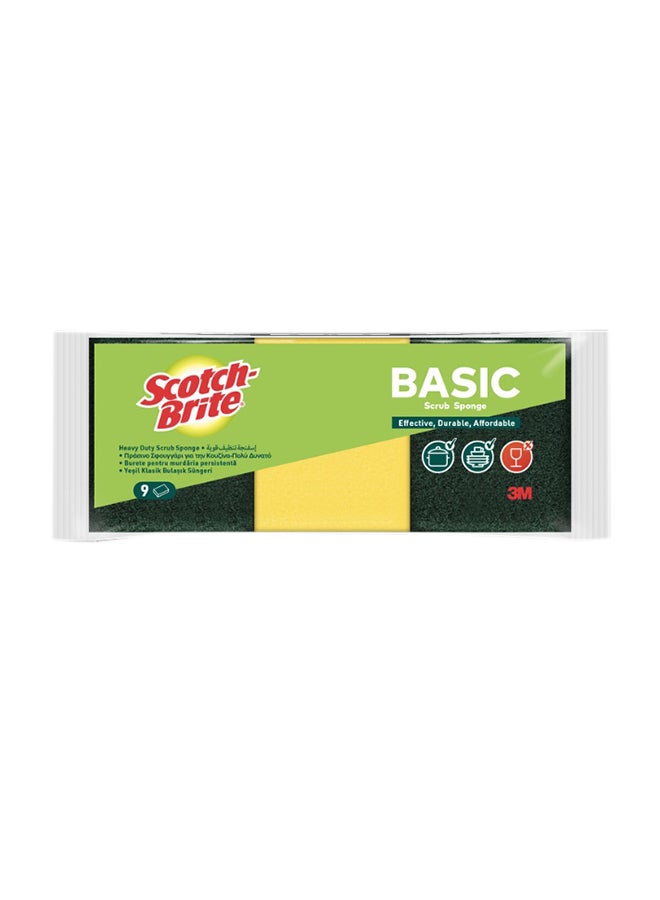 Scotch Brite Basic Flat Laminate Scrub Sponge, 9/Pack - Image 1