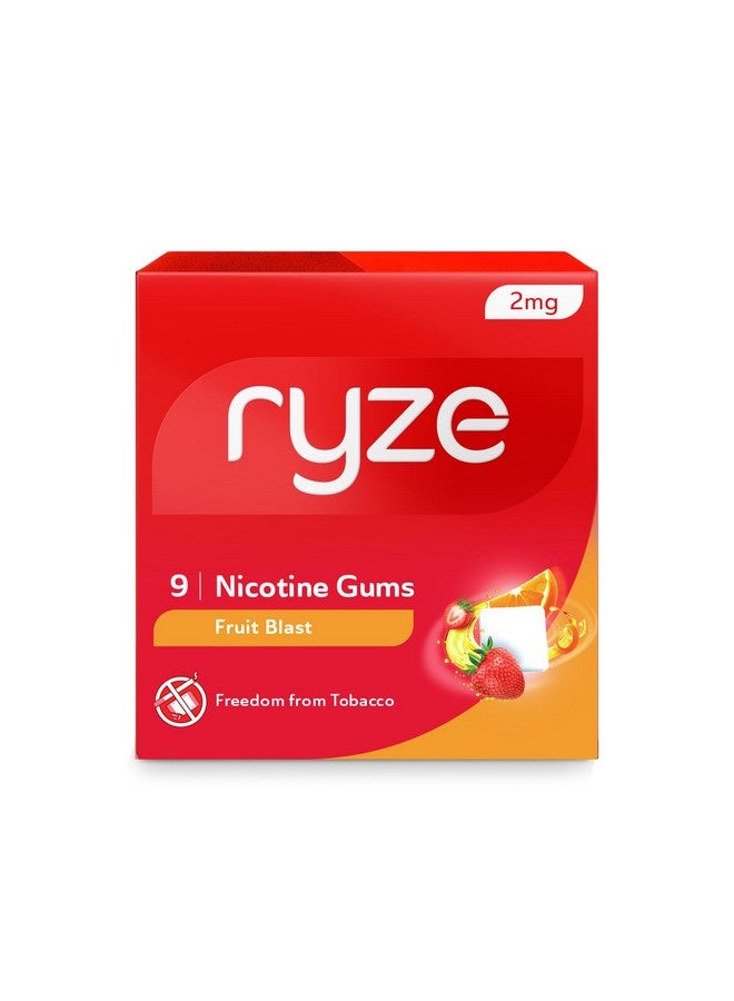 Ryze علكة ريز نيكوتين 2 ملغ | عبوة من 10 (90 علكة) | انفجار الفواكه | الحرية من التدخين والتبغ | سهلة على الحلق | معتمدة من منظمة الصحة العالمية وإدارة الغذاء والدواء | خالية من السكر | تبييض الأسنان - Image 1