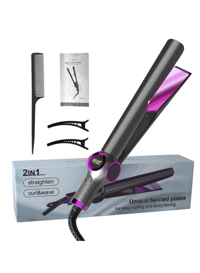 Clamp LCD Display Straightening Curling Iron - Image 1