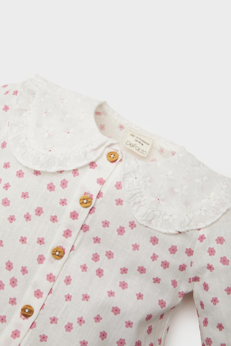 DeFacto Baby Girl Floral Poplin Shirt Trousers 2 Piece Set - Image 5