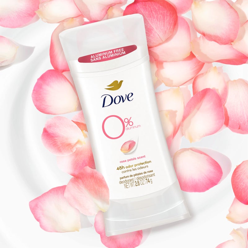 Dove 0% Aluminum Deodorant Stick Non irritating for Underarm Care Rose Petals Kindest, 2.6 Oz - Image 3