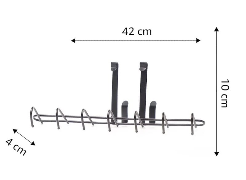 SmartMaison Over-The-Door Hook (Pack of 1), Heavy-Duty Over Door Hanger Holder for Coat Hanging, Robe, Hat, Clothes, Towels, Bathroom Organiser, Towel Rack, 7 Hooks, Matte Black - Image 2