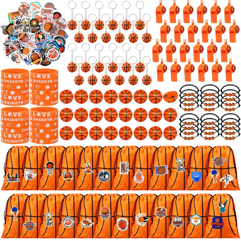 Aoriher 194 Pcs Basketball Party Favors Set Sport Silicone Bracelet Sport Car Keychain Whistle for Girls Boys Birthday Gifts Sport Themed Party Supplies - Image 3