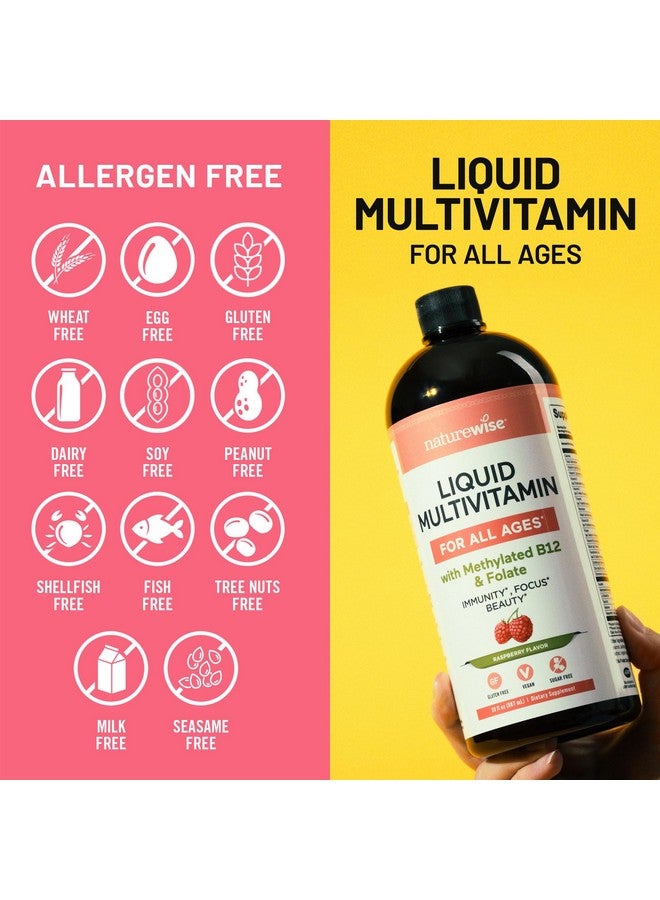 NatureWise Liquid Multivitamin for Women, Men of All Ages - Sugar Free, Vegan - Vitamins for Energy Levels, Beauty, Immune Health with Methylated B12 & Folate - Non-GMO - 30 fl oz(887 mL) - Image 5