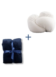 Neyam Extra Comfort Set: Includes One Soft Winter Blanket (200X150 Cm) With Dual-Color and One Body Pillow (153 Cm) That Contains High-Quality Shredded Memory Foam And Offers An Adjustable Height Option. blue  - Image 1