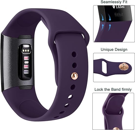 Tobfit Watch Strap Compatible for Fitbit Charge 3/4 Smartwatch (Watch Not Included), Removable Soft Belts with Hidden Buckle for Charge 3/4 Wristband, Sport Band for Men & Women (S, Dark Cherry) - Image 3