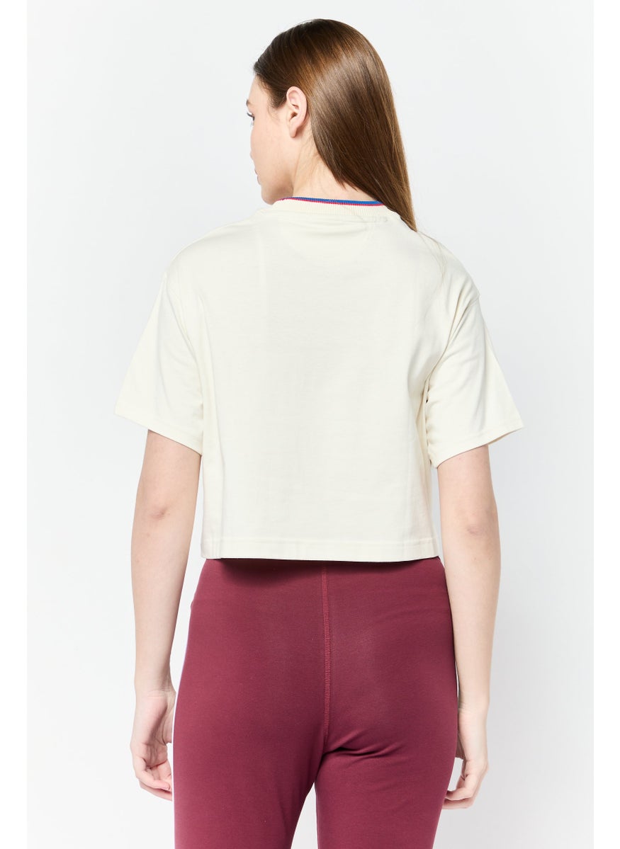 Reebok Women Sportswear Fit Short Sleeve Outdoor Crop Tops, Cream  - Image 4
