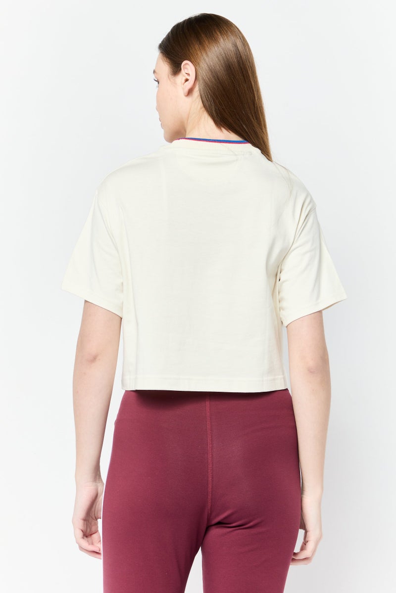 Reebok Women Sportswear Fit Short Sleeve Outdoor Crop Tops, Cream - Image 4