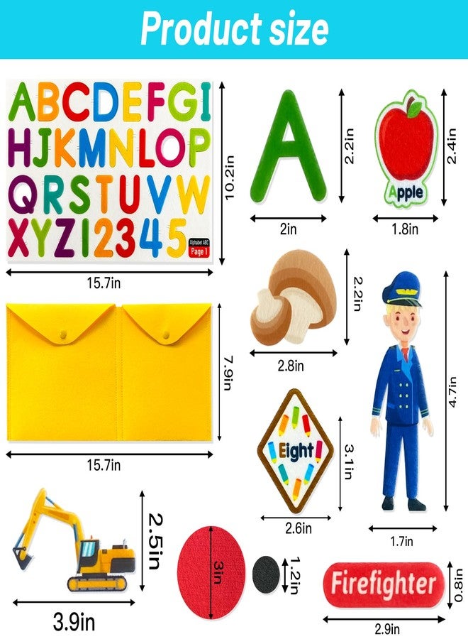 PENGFULL 5 Felt Learning Pieces Set,Alphabet Letters Fruits and Vegetables Numbers Community Helpers Transportation Learning Pieces,for Felt Flannel Board, for Toddlers Kindergarten Preschool - Image 3