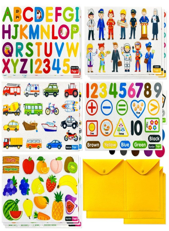 PENGFULL 5 Felt Learning Pieces Set,Alphabet Letters Fruits and Vegetables Numbers Community Helpers Transportation Learning Pieces,for Felt Flannel Board, for Toddlers Kindergarten Preschool - Image 1