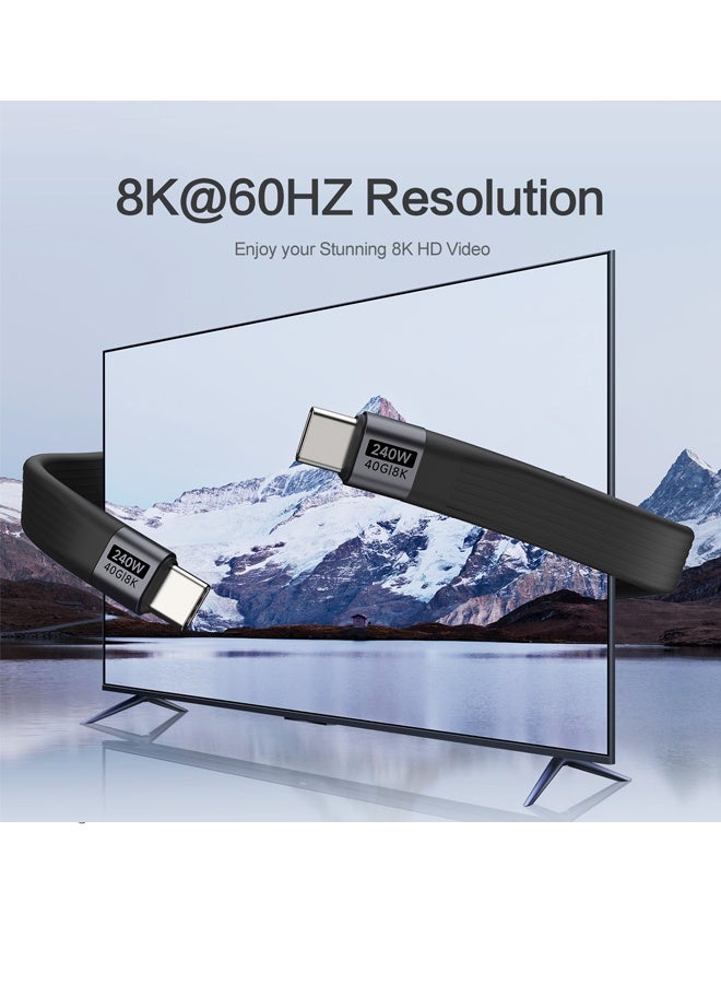 Keychain USB C Cable 4.0, Short 240W PD Fast Charging Cord, 40Gbps Data Transfer, 8K 60Hz Video Display, Thunderbolt 4 for MacBook Android Auto External SSD Type C Devices (Black 1 Pack） - Image 2