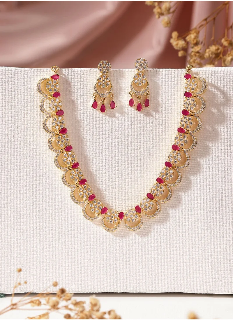 برياسي Plated American Diamond Studded Jewellery Set