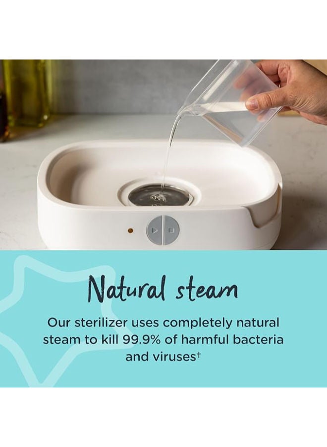 تومي تيبي Tommee Tippee Supersteam Electric Steam Sterilizer for Baby Bottles, Kills Viruses† and 99.9% of Bacteria, 5-Minute Sterilization Cycle, White - Image 2