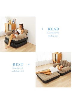 XiuWoo Foldable Portable Extra Large 5 in 1 Inflatable Sofa, Lazy Sofa, Inflatable Bed, Air Bed, Lazy Flocking Lounge Chair, Multifunctional Couch with L-shaped Armrest for Indoor, Outdoor with Air Pump  - Image 5