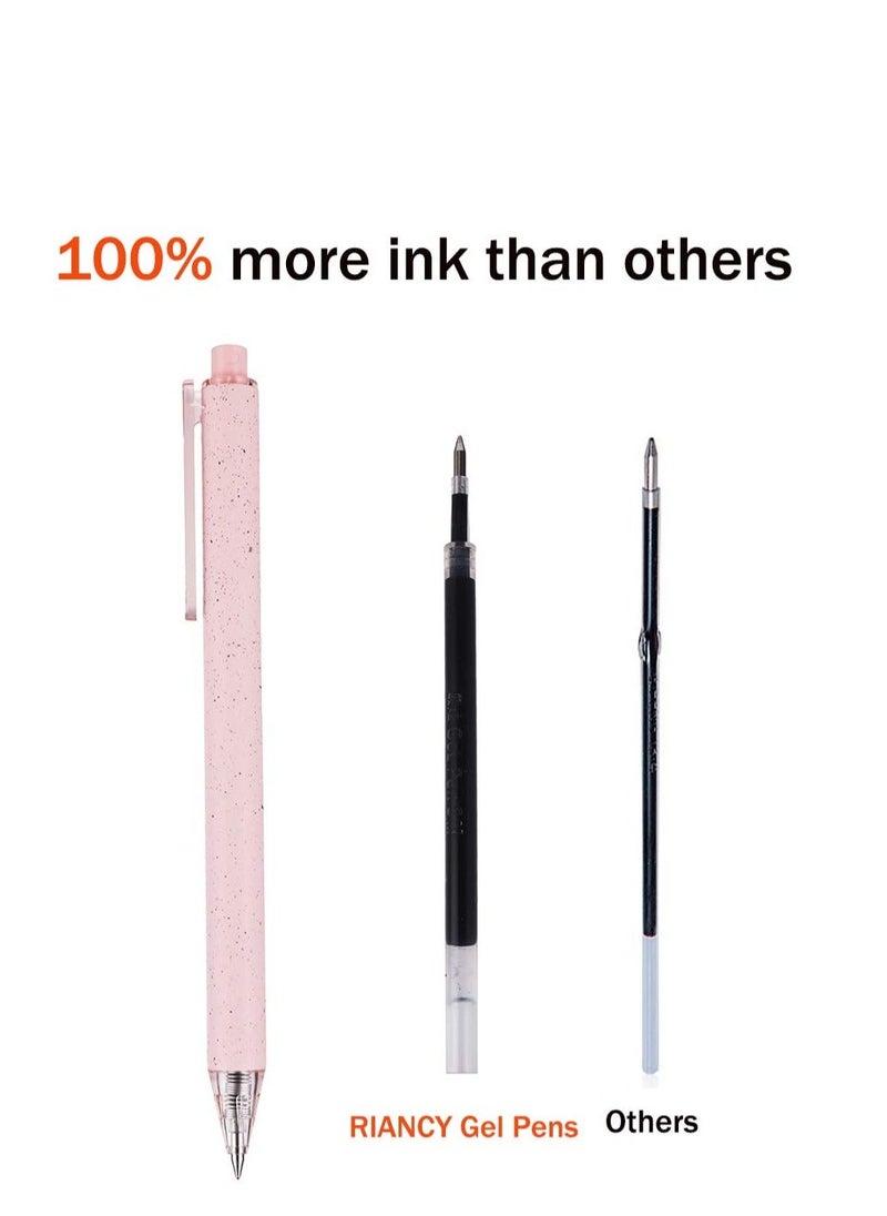 XiuWoo - Gel Ink Retractable Pens Set, Black 0.5mm medium Point Pen Extra Smooth Tip No Bleed Smear Smudge Refillable Clickable Bulk for Writing Journaling Multicolor Fine 12 Pcs - Image 1