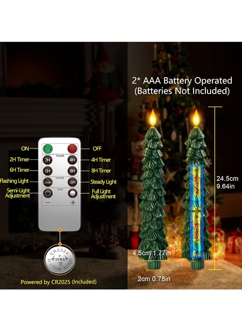Oasis Casa 3-Pack LED Christmas Tree Flameless Candles Battery Operated with Remote & Timer, 3D Wax Pine Tree Candlesticks for Holiday Home Decor, Warm White Decorative Light for Room, Table, Dinner, Party  - Image 4