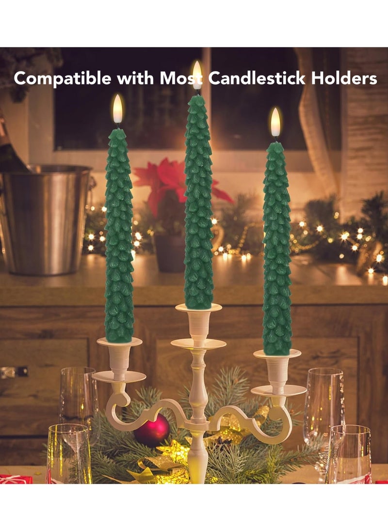 Oasis Casa 3-Pack LED Christmas Tree Flameless Candles Battery Operated with Remote & Timer, 3D Wax Pine Tree Candlesticks for Holiday Home Decor, Warm White Decorative Light for Room, Table, Dinner, Party  - Image 5