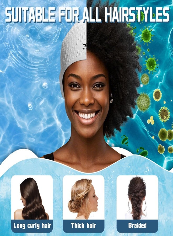 Whale Large Swimming Cap Durable Silicone Waterproof Swimming Cap Ideal for Long Hair and Thick Braids Keeps Hair Dry While Swimming - Image 3