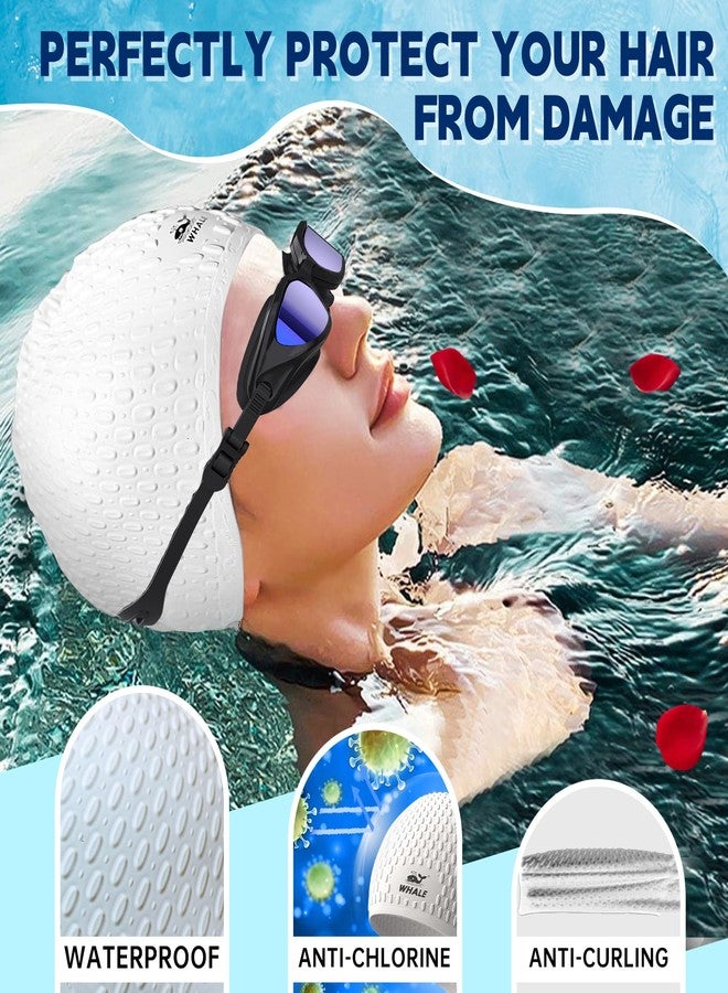 Whale Large Swimming Cap Durable Silicone Waterproof Swimming Cap Ideal for Long Hair and Thick Braids Keeps Hair Dry While Swimming - Image 2