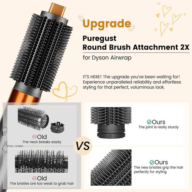 PUREGUST Round Brush Attachment Compatible with Dyson Airwrap Oval Round Volumizing Brush for Air wrap Accessories Versatile Styling for Straight, Wavy, Curly, and Coily Hair, Gold - Image 3