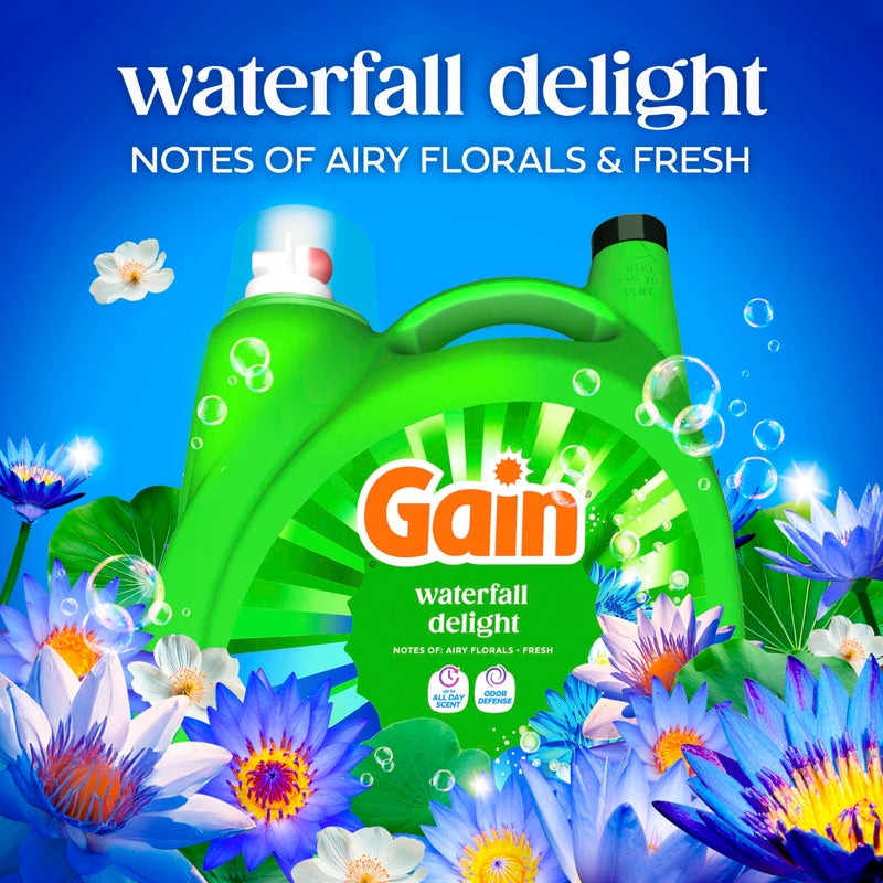 Gain Ultra Oxi Liquid Laundry Detergent, 107 loads, 154 fl oz, Waterfall Delight Scent, 2-in-1, HE Compatible - Image 3