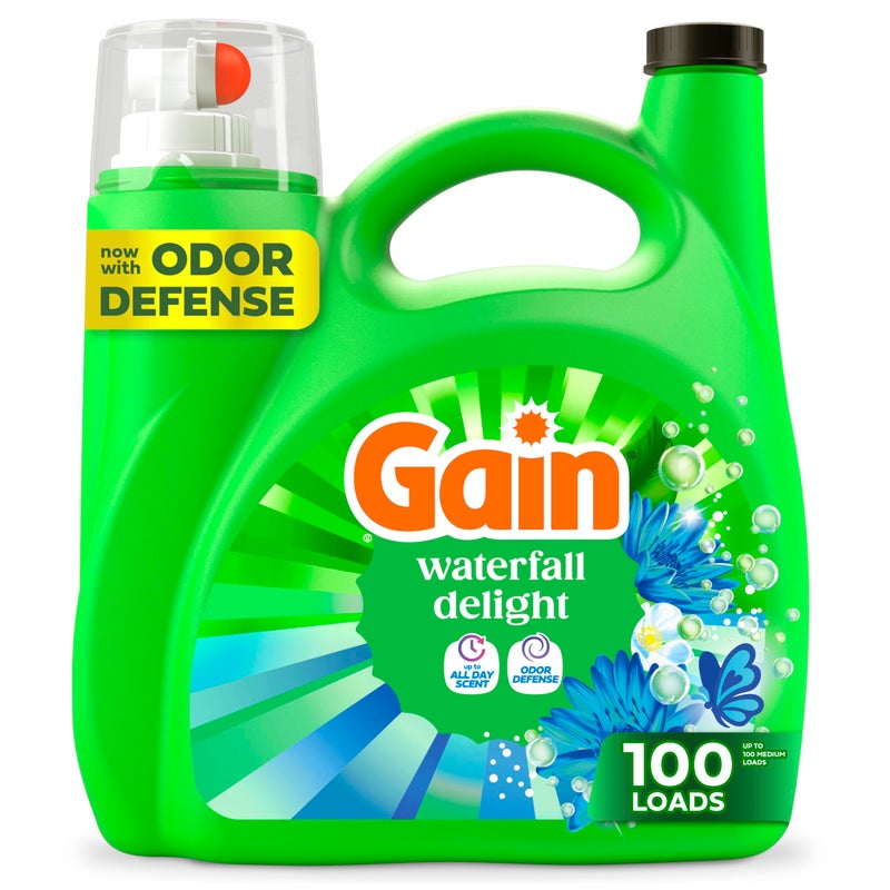 Gain Ultra Oxi Liquid Laundry Detergent, 107 loads, 154 fl oz, Waterfall Delight Scent, 2-in-1, HE Compatible - Image 1