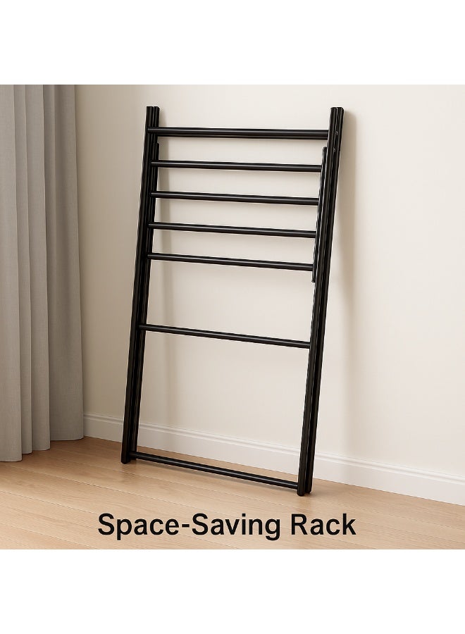 LIVVY Foldable Clothes Drying Rack, Heavy Duty Laundry Hanger Stand with Shoe Shelf, Portable Garment Organizer for Indoor & Outdoor Use, Space Saving Metal Clothing Rack - Image 4