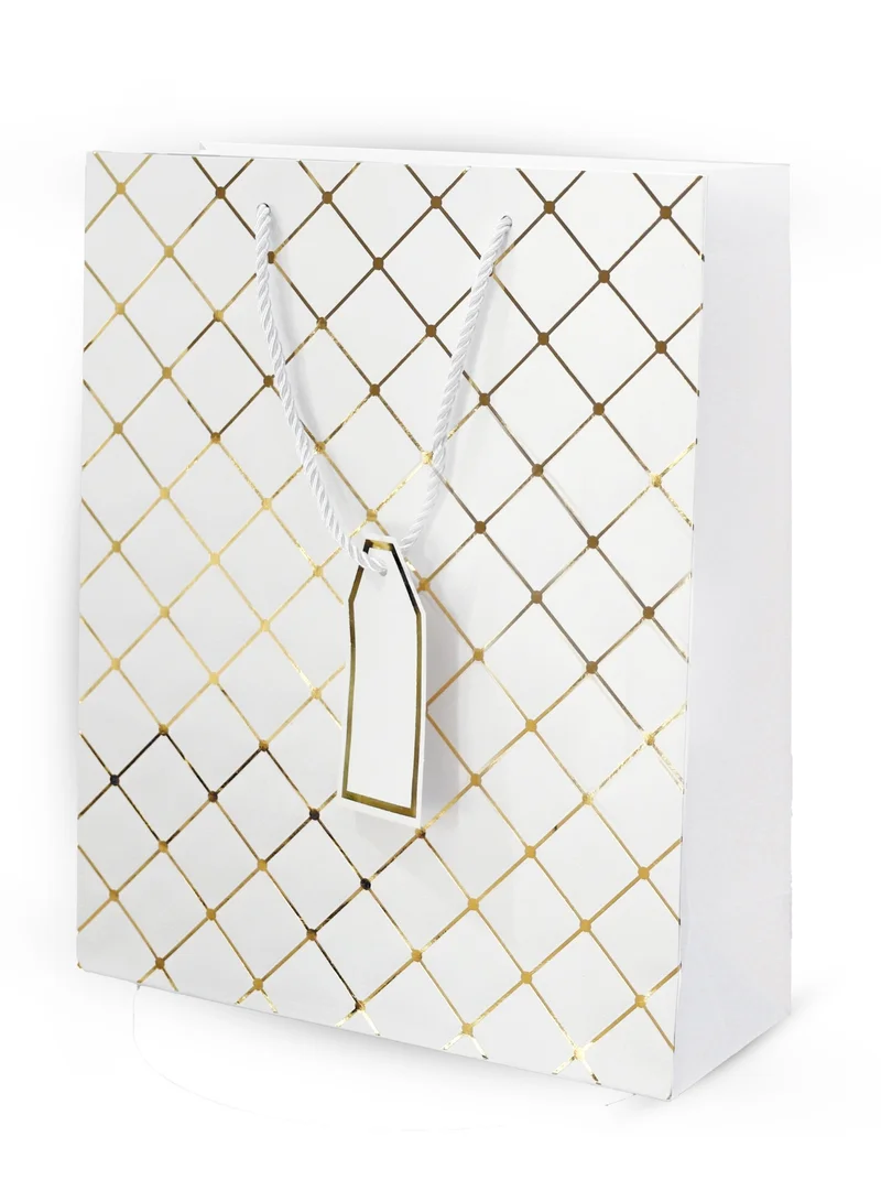 Share the Love Luxury White Paper Gift Bag – Large Size with Foil Design, Premium Quality Present Bag with Handles, Perfect for Birthday, Wedding, Anniversary & Special Occasions