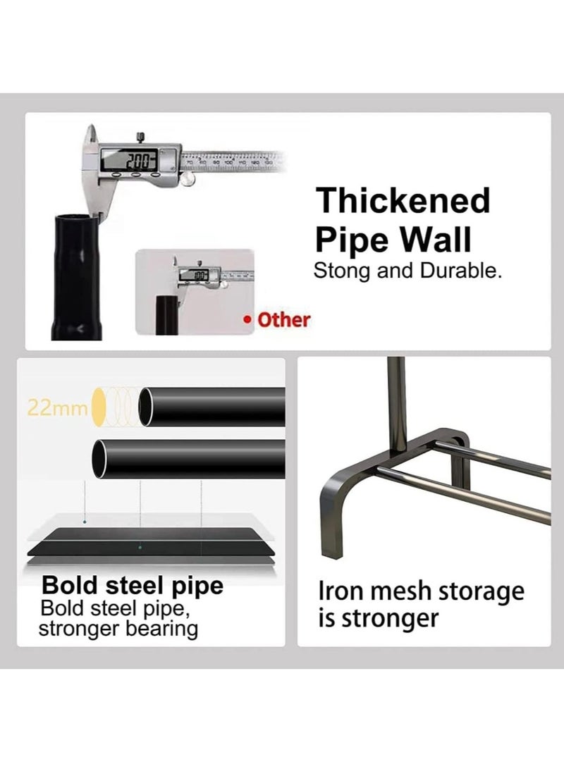 Heavy Duty Metal Clothes Hanger Rack for Hanging Clothes - Black - Stainless Steel - Image 4