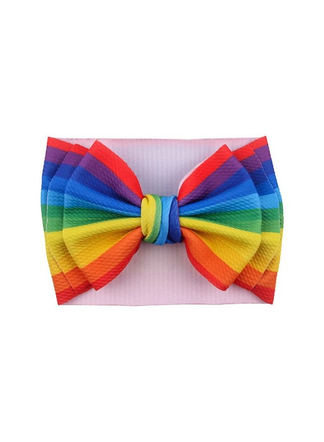 BBTDIN Baby Rainbow Headband Turban With Bow Girls Rainbow Hair Band Bowknot JBC19 (Turban-B) - Image 1