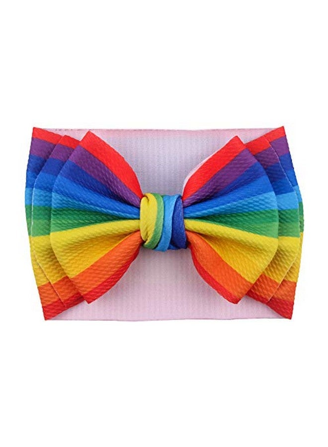 BBTDIN Baby Rainbow Headband Turban With Bow Girls Rainbow Hair Band Bowknot JBC19 (Turban-B) - Image 2