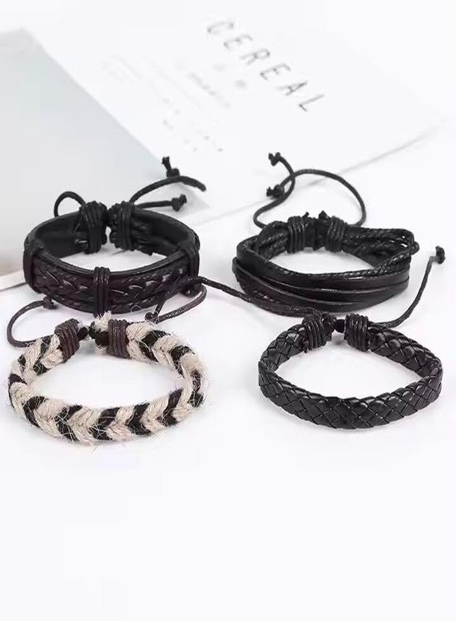 THE MEN THING BEAST’S KNOT - 4 Pcs Genuine Braided Leather Bracelet Set for Men & Boys (8 inch) - Image 5