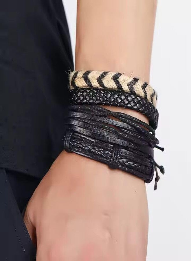 THE MEN THING BEAST’S KNOT - 4 Pcs Genuine Braided Leather Bracelet Set for Men & Boys (8 inch) - Image 2