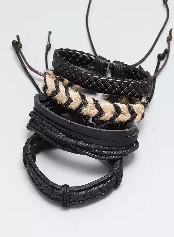 THE MEN THING BEAST’S KNOT - 4 Pcs Genuine Braided Leather Bracelet Set for Men & Boys (8 inch) - Image 4