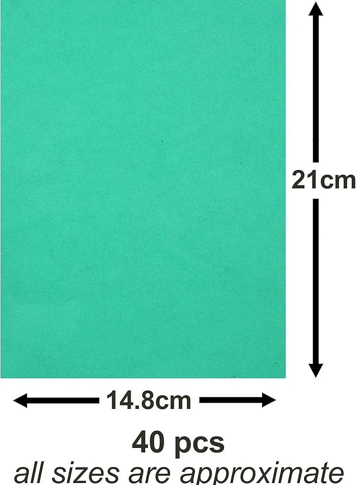 EVA Foam Sheets; A5 Size; 2mm Thick; 40 per Pack; Mixed Colours Plain and Glitter - for DIY Craft Activities and Supplies - Ideal for Festive Crafts - Image 3