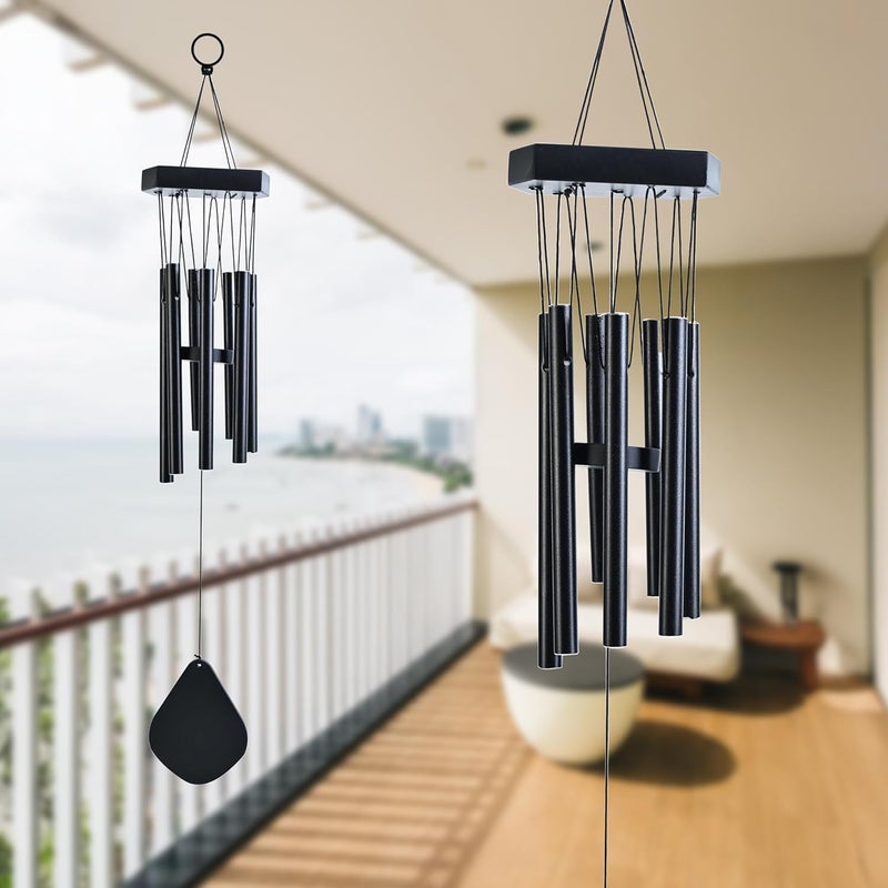 ZAICUS Wind Chime for Balcony & Home Decor | 25 Inch Black Metal Hanging Chimes for Garden, Outdoor & Indoor Use | Decorative Birthday Gift Showpiece - Image 5